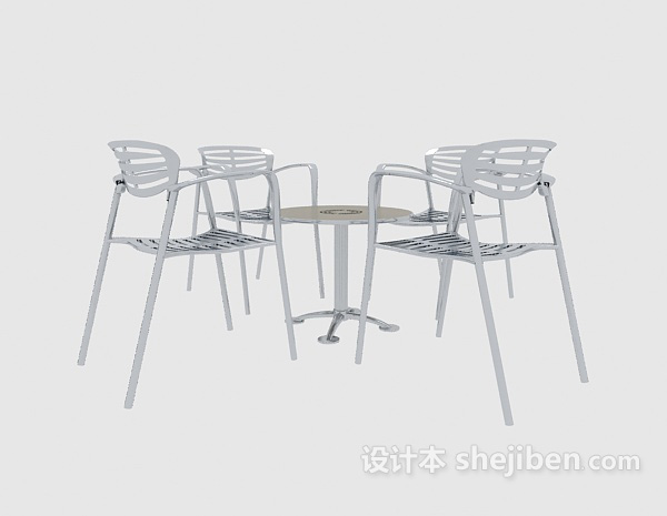 简约风格桌椅组合3d模型下载