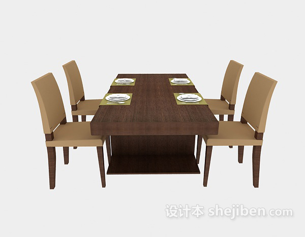 中式风格新中式简约桌椅组合3d模型下载