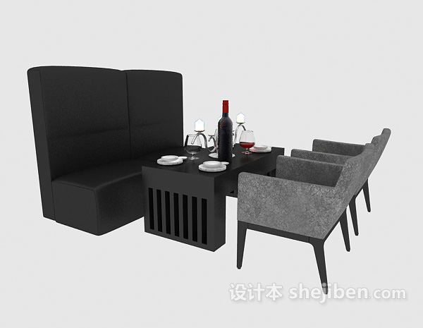 餐桌、沙发椅组合3d模型下载