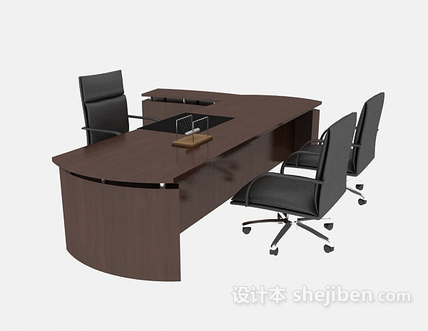 免费现代风格办公桌椅3d模型下载