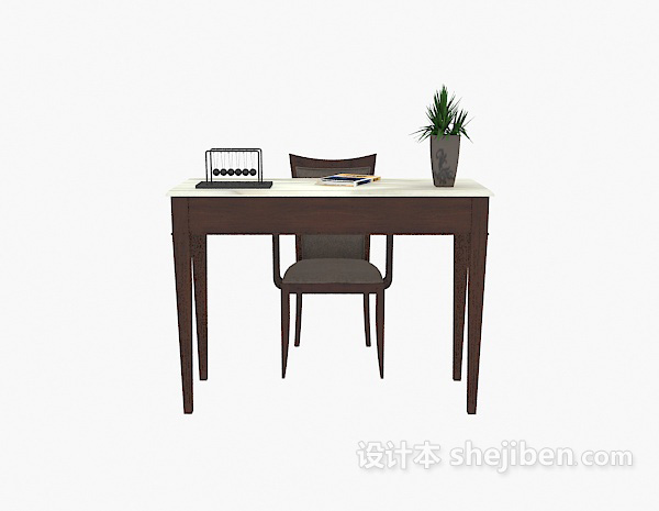 东南亚风格美式简约书桌3d模型下载