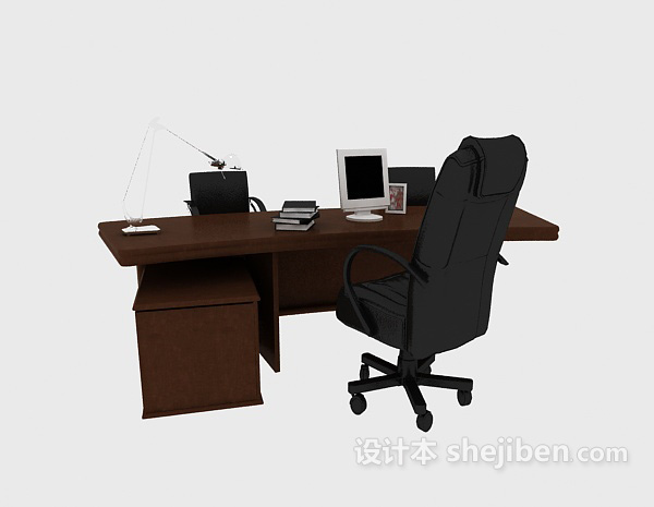 现代风格办公室桌椅组合3d模型下载