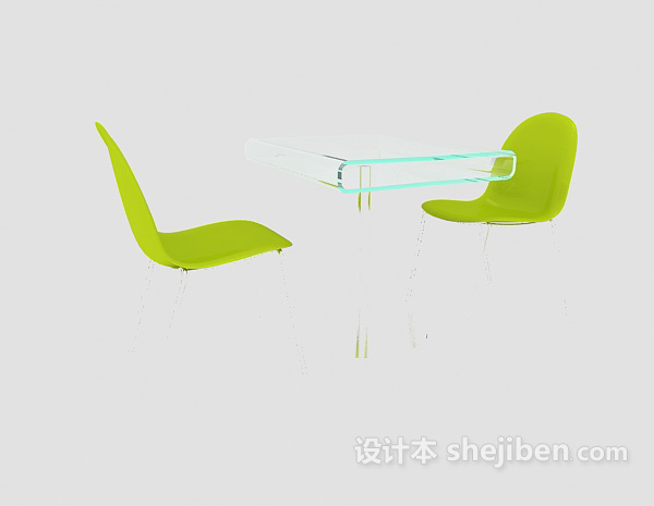 免费绿色休闲桌椅组合3d模型下载