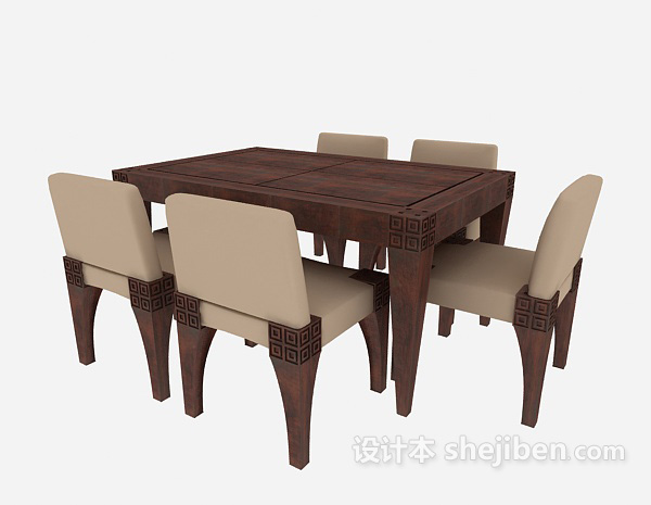 免费传统中式桌椅组合3d模型下载