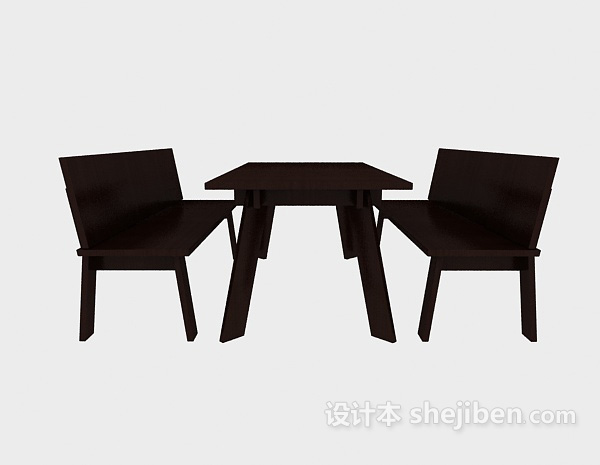现代风格实木餐厅桌椅组合3d模型下载