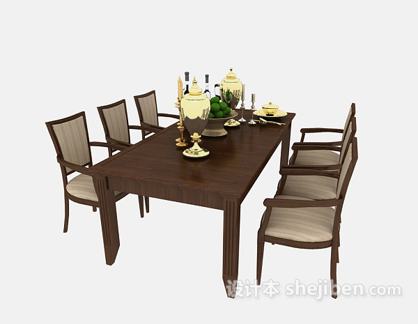 免费家居精致餐桌餐椅3d模型下载