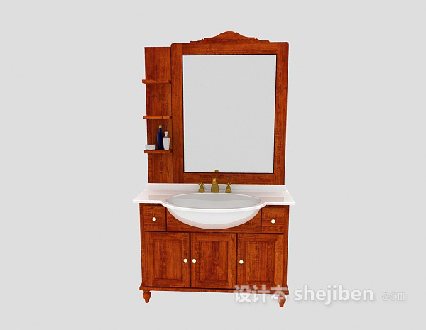 东南亚风格家具浴柜、浴镜组合3d模型下载