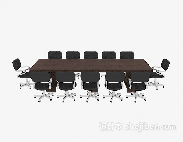 现代风格办公室会议桌3d模型下载