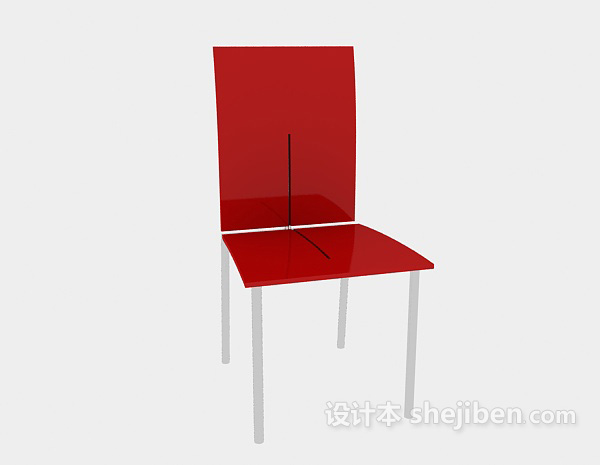 免费红色靠背休闲椅3d模型下载