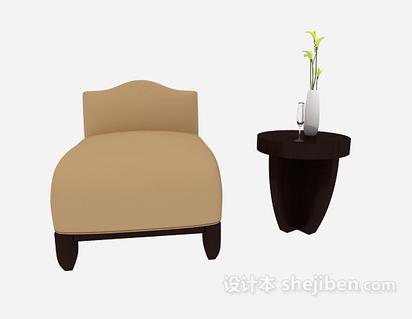 免费休闲躺椅、边桌组合3d模型下载