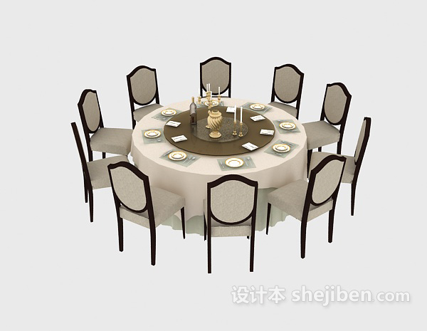 免费酒店餐桌餐椅3d模型下载