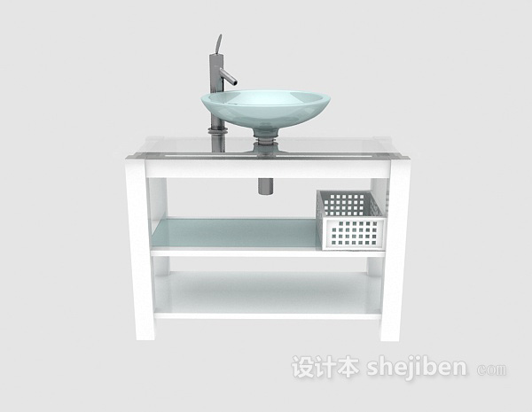 现代风格洗手盆、放物架3d模型下载