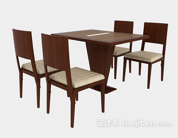 中式餐桌餐椅3d模型下载
