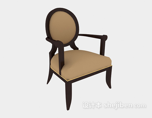美式家居扶手餐椅3d模型下载