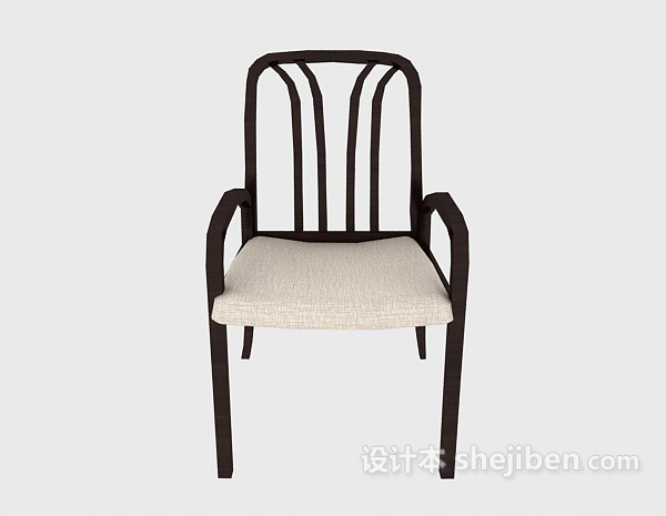 东南亚风格简易实木餐椅3d模型下载