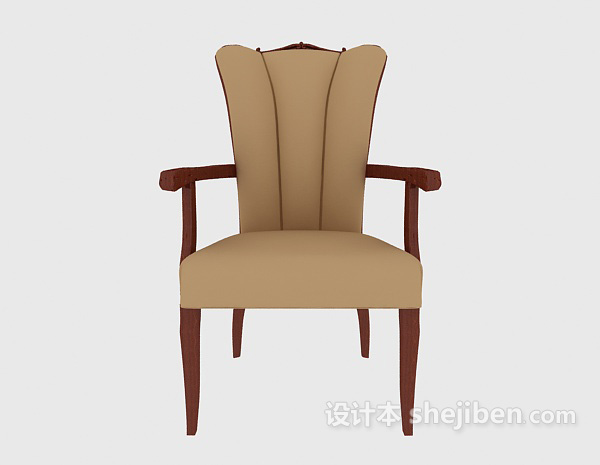 东南亚风格棕色扶手休闲椅3d模型下载