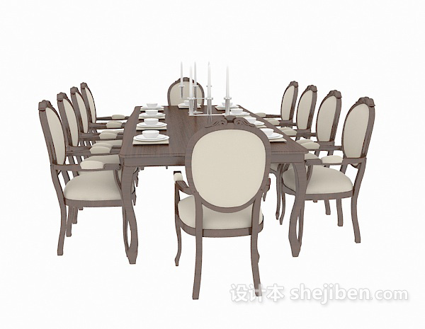 欧式风格欧式风格餐桌餐椅3d模型下载