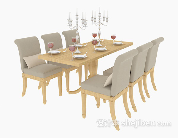 免费家庭餐桌餐椅3d模型下载