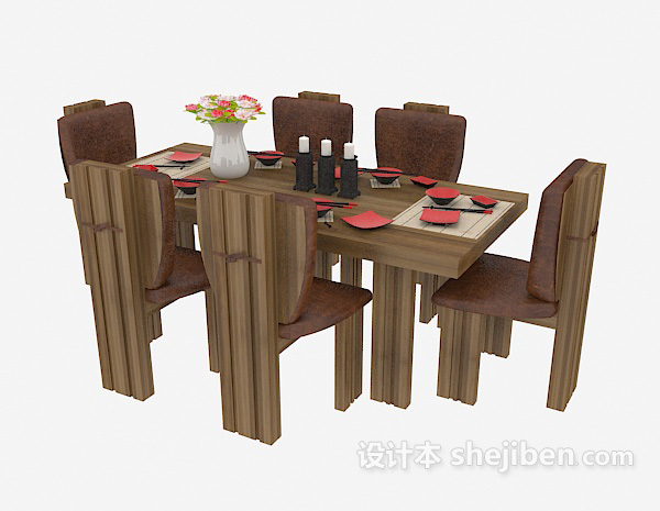 免费个性餐厅桌椅组合3d模型下载
