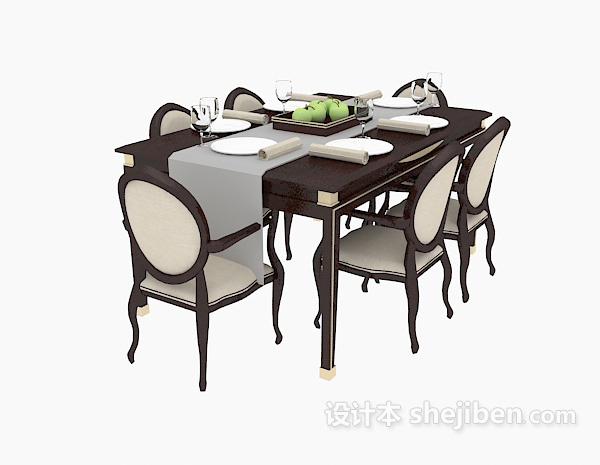免费地中海餐桌椅3d模型下载