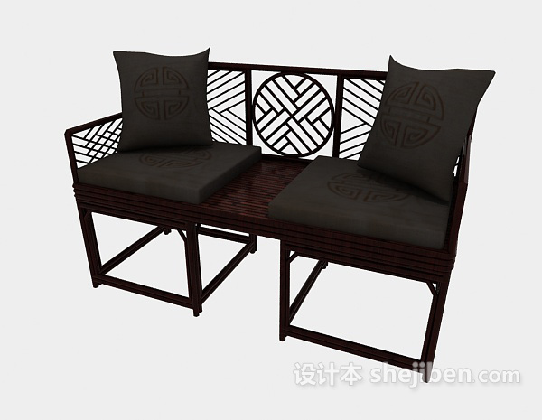 中式风格中式传统休闲沙发椅3d模型下载