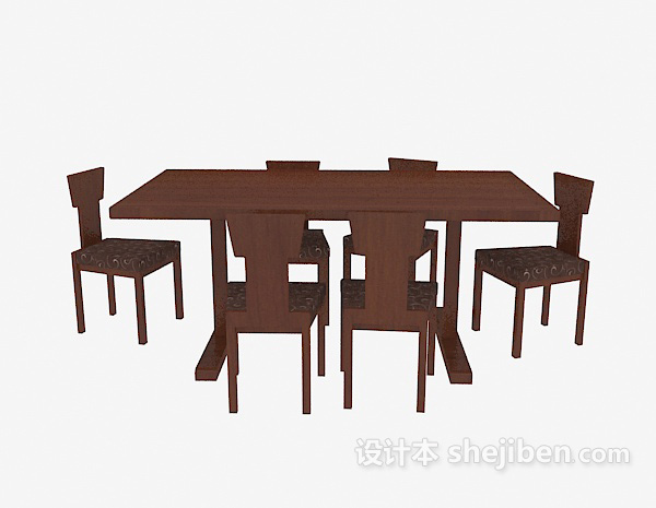 其它棕色实木桌椅3d模型下载