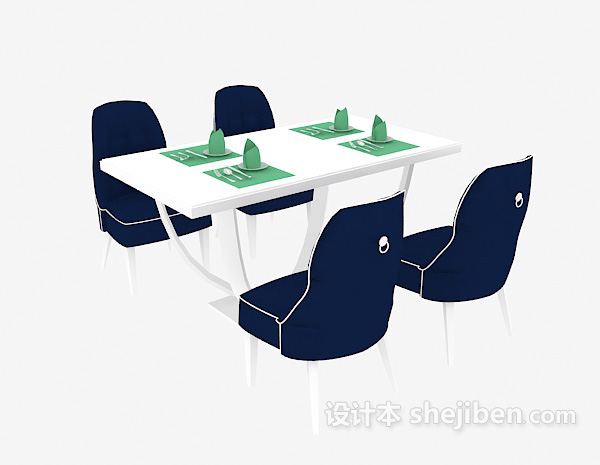 现代四人餐桌椅3d模型下载