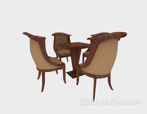 免费美式简约休闲桌椅3d模型下载