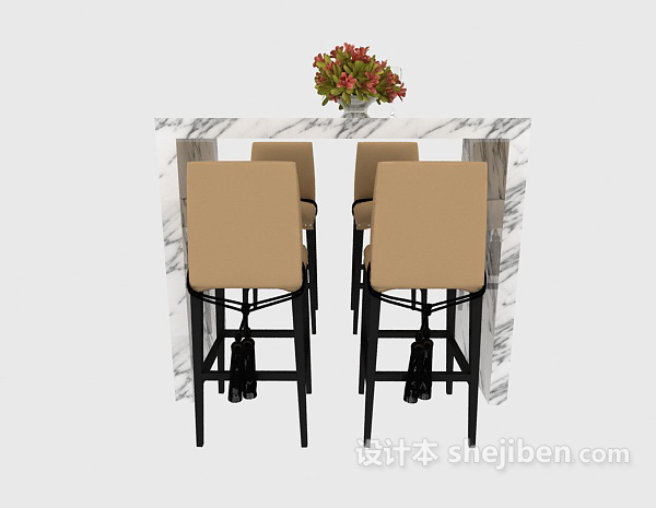 地中海风格家庭休闲桌椅3d模型下载