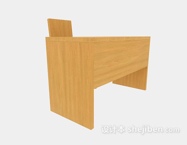实木书桌3d模型下载
