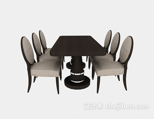 欧式风格简洁家居餐桌3d模型下载