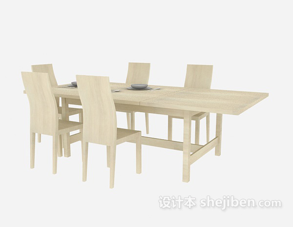 免费田园风格桌椅组合3d模型下载