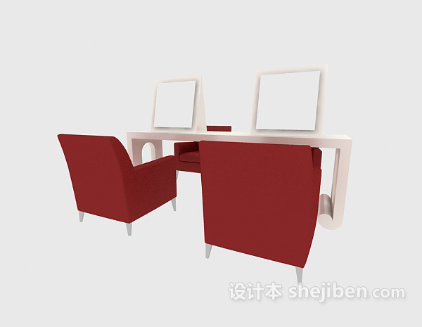 免费美容院桌椅组合3d模型下载