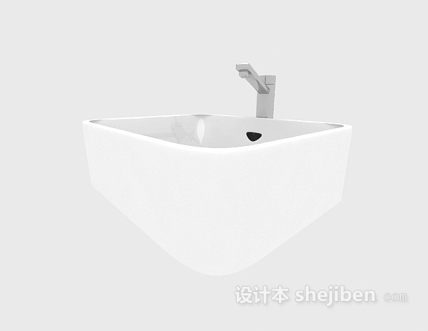 现代风格白色陶瓷洗手池3d模型下载