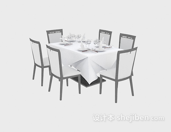 西餐餐桌椅3d模型下载
