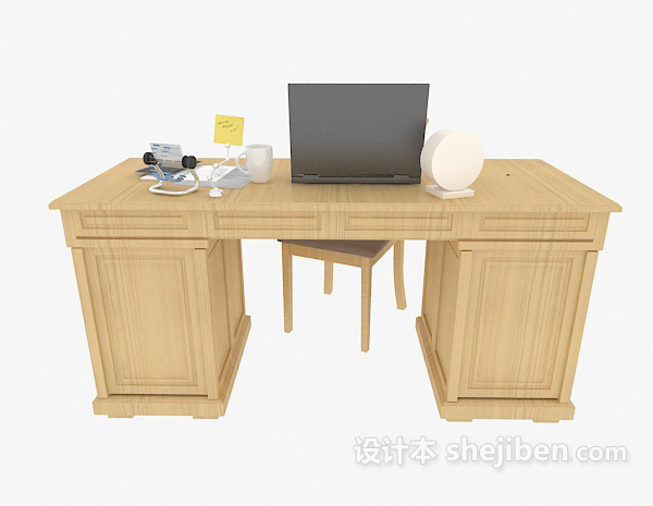 欧式家居实木书桌3d模型下载