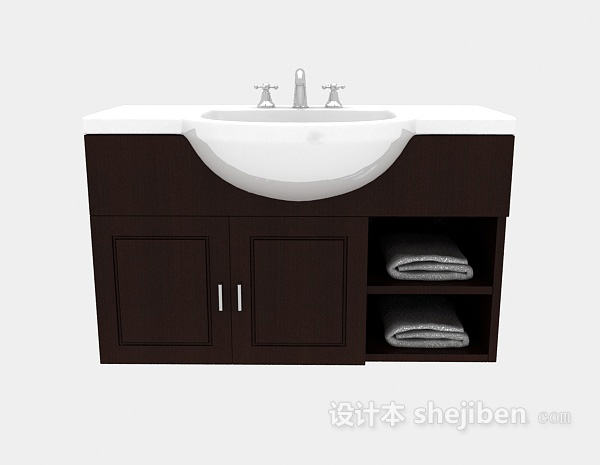 东南亚风格棕色家居浴柜3d模型下载
