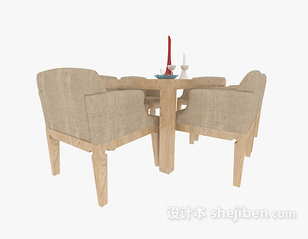 四人家居餐桌椅3d模型下载