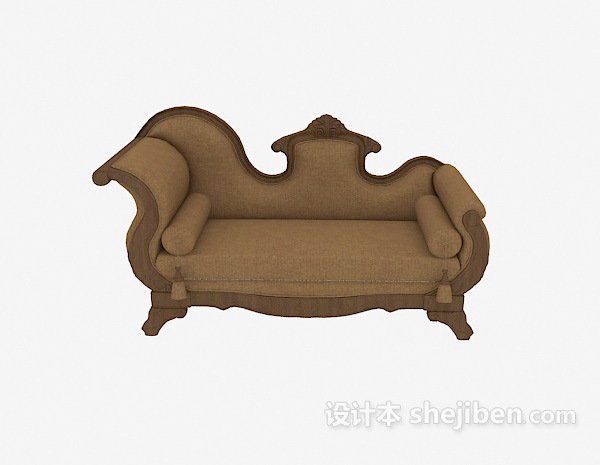欧式风格棕色躺椅单人沙发3d模型下载