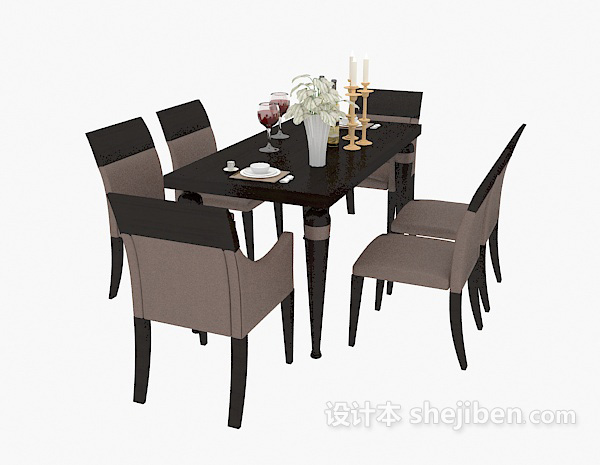 免费餐厅桌椅组合3d模型下载