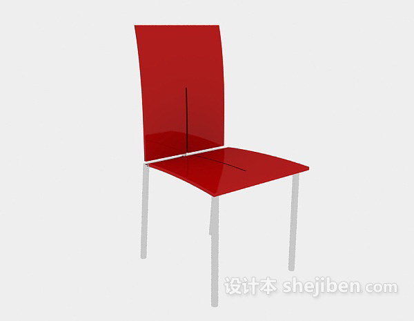 红色靠背休闲椅3d模型下载