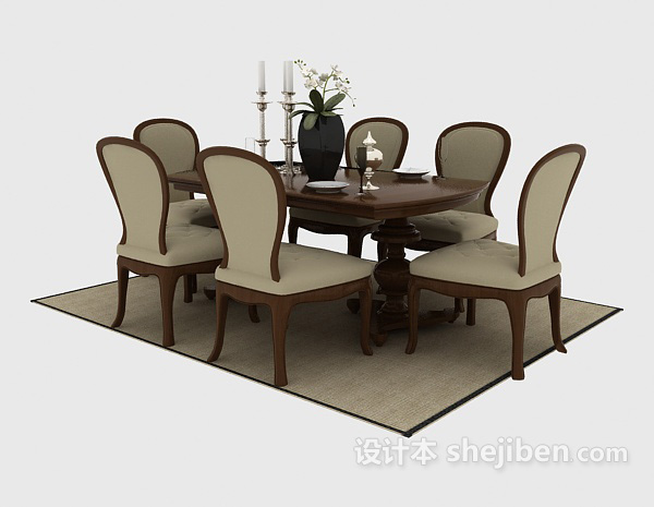 其它美式餐桌椅3d模型下载