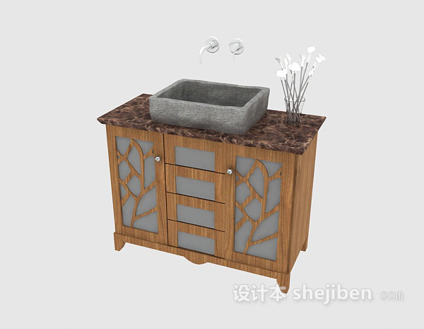 免费美式家庭浴柜3d模型下载