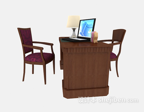 家居办公书桌3d模型下载