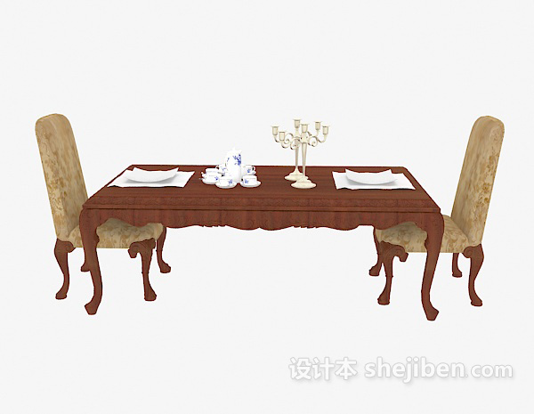 欧式风格欧式两人西餐餐桌3d模型下载