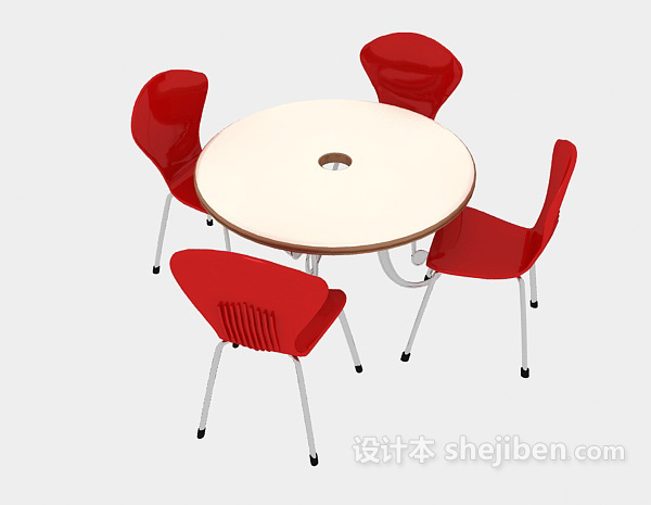 免费现代风格简约桌椅组合3d模型下载