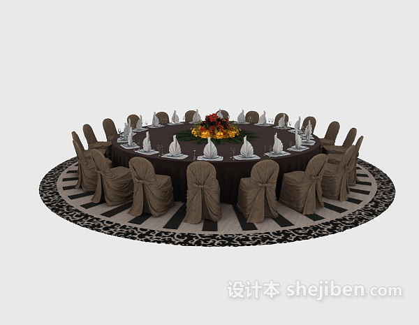 美式风格酒店餐桌3d模型下载