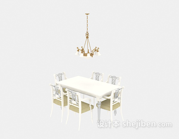 免费欧式清新餐桌椅3d模型下载
