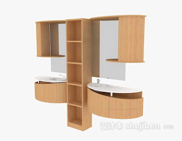 实木浴柜组合3d模型下载