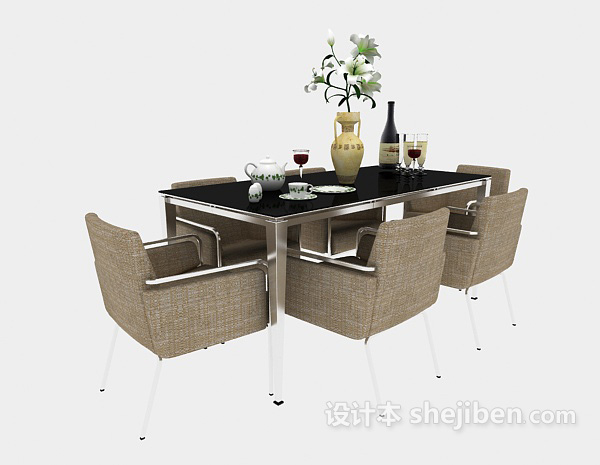 免费东南亚餐桌椅3d模型下载